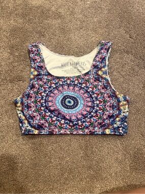 Wolven Threads Women's Multicolor Mandala Crop Top